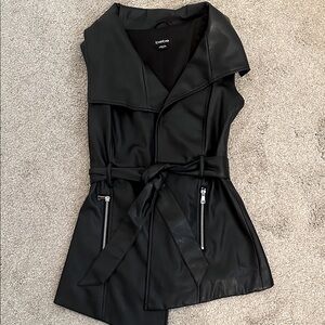 Bebe Black Faux Leather Vest with Belt